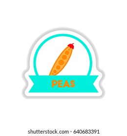 Label icon on design sticker collection peas with ribbon