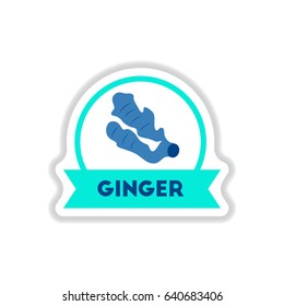 Label icon on design sticker collection kitchenware seasoning ginger with ribbon