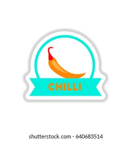 Label icon on design sticker collection chilli with ribbon