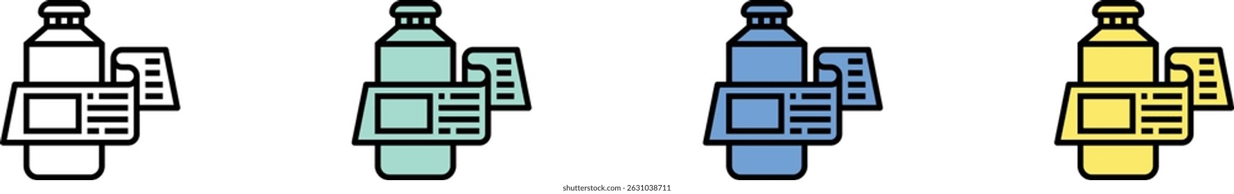 label icon. Outline, Green, Blue and Yellow Style Design Isolated On White Background