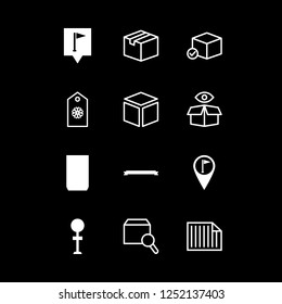 label icon set about marker flags, tag, can and barcode vector set
