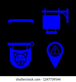 label icon set about tape, sign and warning sign pin vector set