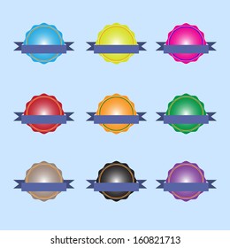 Label icon set is painted with a beautiful ribbon