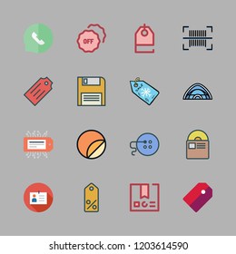 label icon set. vector set about compact disc, id card, speech bubble and tent icons set.