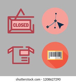 label icon set. vector set about bars code, closed, package and vector icons set.