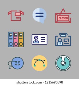 label icon set. vector set about id card, closed, archive id and button icons set.