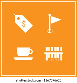 label icon. This set with flag point, barcode, tag and tea cup vector icons for mobile and web