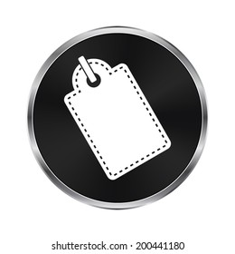 Label icon - vector brushed metal button