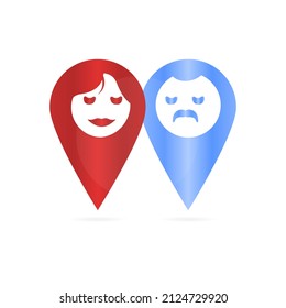 Label icons, male and female, concept icons on white background, vector illustration