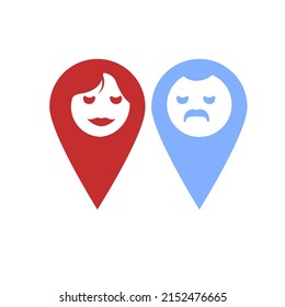 Label icons, male and female, concept icons on white background, vector illustration