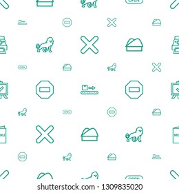 label icons pattern seamless white background. Included editable outline cross, luggage scan, open, lion, minus, chef hat, board, menu, camera printing photo icons. label icons for web and mobile.