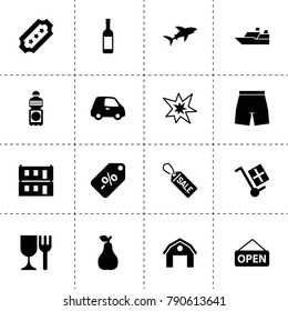 Label icons. vector collection filled label icons. includes symbols such as pear, hangar, modular house, ticket, explosion, sale tag, open. use for web, mobile and ui design.