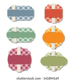 Label items set isolated on white format, vector illustration