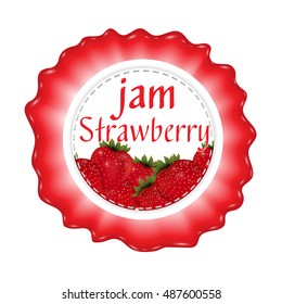 Label for jam and confiture from strawberry. Vector illustration for your design.