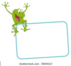 Label - joyful frog on the frame