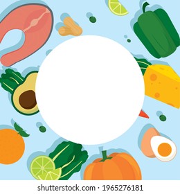 Label with keto and organic food icons