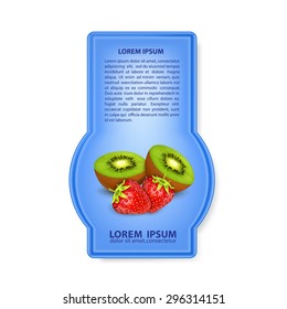 Label with kiwi and strawberry. High quality vector. EPS10 vector