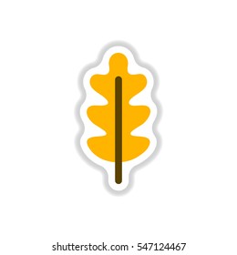 Label with leaf of oak shadow vector icon design collection tree leaf of aspen