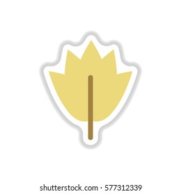 Label with leaf shadow vector icon design collection tree leaf