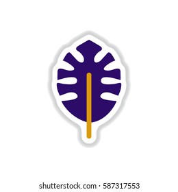 Label with leaf shadow vector icon design collection tree leaf