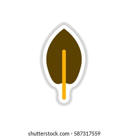 Label with leaf shadow vector icon design collection tree leaf