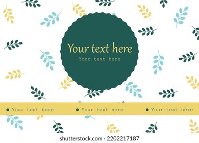 Label With Leaves, Green, Yellow And Blue Color, Simple Illustration, Eco, Pattern Of Leaves, Template