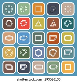 Label line flat icons on blue background, stock vector