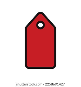 Icono de línea de etiqueta aislado en fondo blanco. Icono delgado plano negro sobre el estilo de contorno moderno. Símbolo lineal y trazo editable. Ilustración vectorial de trazo simple y de píxel perfecto.