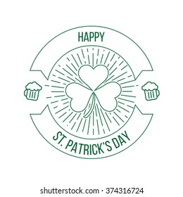 Label in linear style and original lettering  St. Patrick's Day.  Illustration for St. Patrick's day  posters, greeting cards, print and web projects.