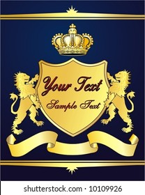 label with lion,  plaque, banner