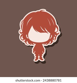 Label little girl. Hand-drawn vector image without AI.