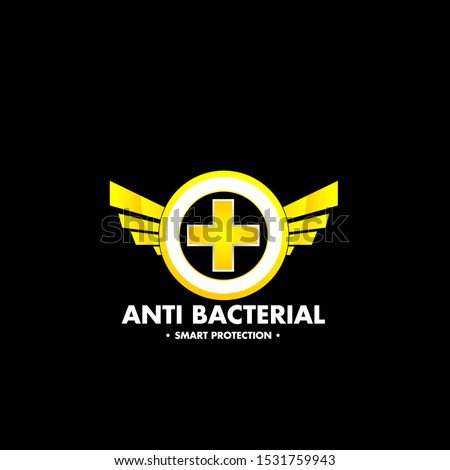 label or logo Anti bacteria for healthy product like as soap, toothpaste and mouthwash,Green Stop virus, bacteria, germs and microbe icon isolated on white background. Antibacterial and antiviral