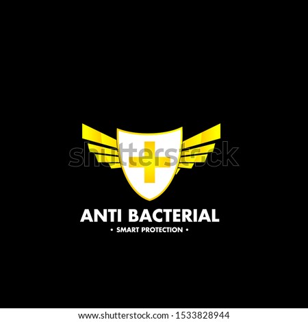 label or logo Anti bacteria for healthy product like as soap, toothpaste and mouthwash,Green Stop virus, bacteria, germs and microbe icon isolated on white background. Antibacterial and antiviral