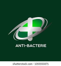 label or logo Anti bacterial, protection or antiseptic icon symbol, for healthy product like as soap, toothpaste and mouthwash.