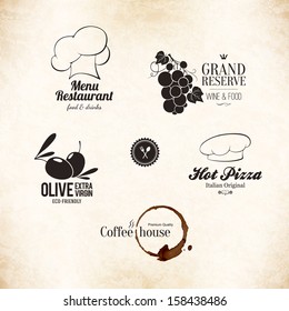 Label, logo set for restaurant menu design