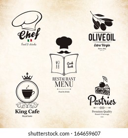 Label, logo set for restaurant menu design