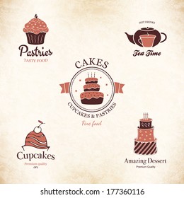 Label, logo set for restaurant menu, bakery and pastry shop