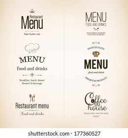 Label, logo set for restaurant menu design