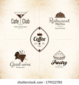 Label, logo set for restaurant menu, bakery and pastry shop