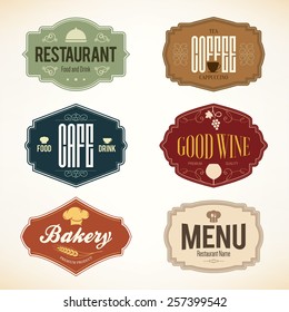 Label and logo set for restaurant menu design