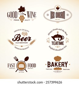 Label and logo set for restaurant menu design