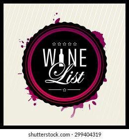 Label or logo for wine list. Modern and classical typography. Background wine stains. vector
