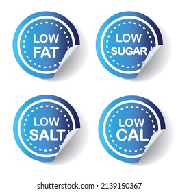 Label Low Fat, Sugar, Salt, Cal - Vector, Icon.