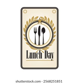 Label for the Lunch Day event. Vector illustration