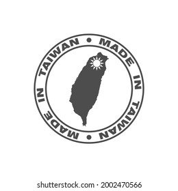 Etiqueta hecha en Taiwán. Impresión con mapa de Taiwán y hecho en texto de Taiwán. Logotipo de calidad taiwanesa. Ilustración del vector