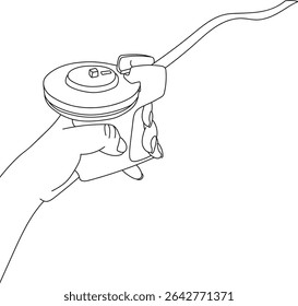 Label maker in hand line art vector illustration