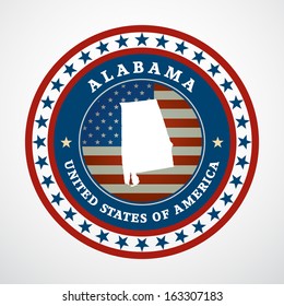 Label with map of Alabama, vector