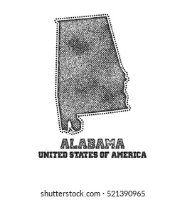 Etiqueta con mapa de la ilustración de alabama Vector.