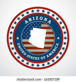 Label with map of Arizona, vector