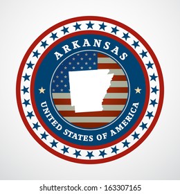 Label with map of Arkansas, vector